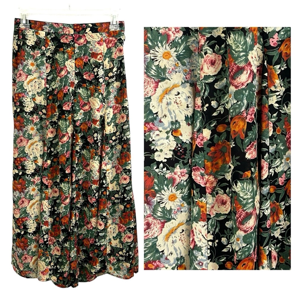 TRUE VINTAGE Cottage Floral Midi SKIRT 4 Coquette Whimsigoth Feminine peasant